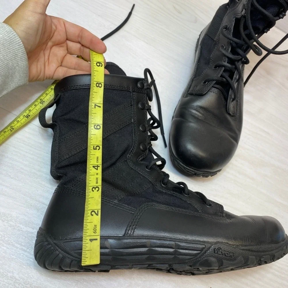Belleville Mens 10W Mini-Mil Tactical Boots Black Leather Vibram Minimalist